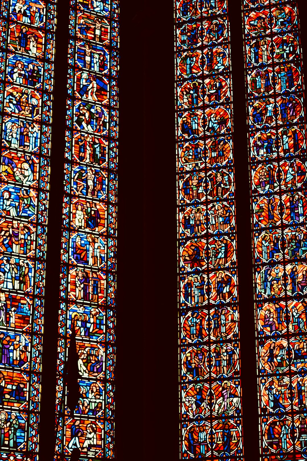 Blue Virgin stained glass window at Chartres Cathedral