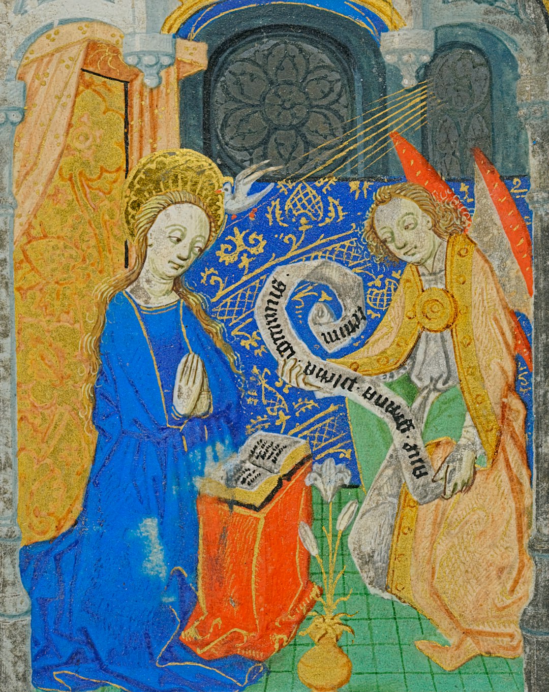 Medieval abstract art showing geometric patterns and stylized figures